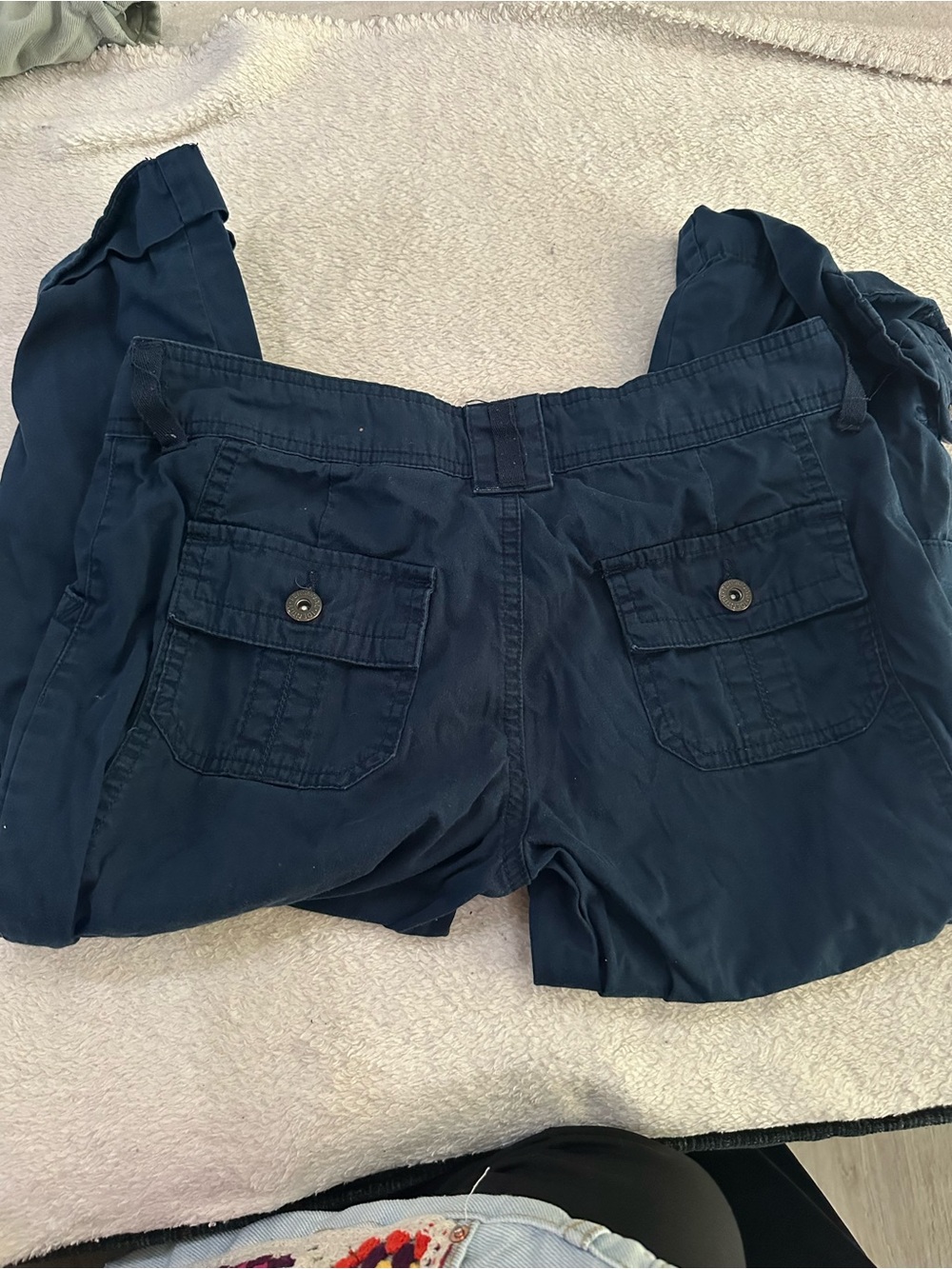 Women's Dark Navy Cargo Shorts with Button-Flap Pockets